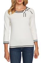 Women's Cece Tipped Bow Detail Cotton Sweater - Ivory