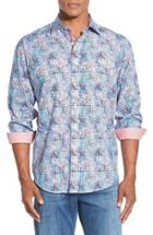 Men's Bugatchi Classic Fit Optic Print Sport Shirt, Size - Blue