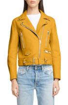 Women's Acne Studios Mock Core Leather Moto Jacket Us / 34 Eu - Yellow