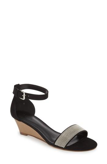 Women's Athena Alexander Enfield Ankle Strap Wedge Sandal .5 M - Black