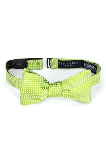 Men's Ted Baker London Warp Dot Silk Bow Tie, Size - Green