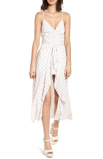 Women's Stripe Gathered High/low Dress - Pink