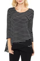 Women's Vince Camuto Chiffon Hem Stripe Top, Size - Black