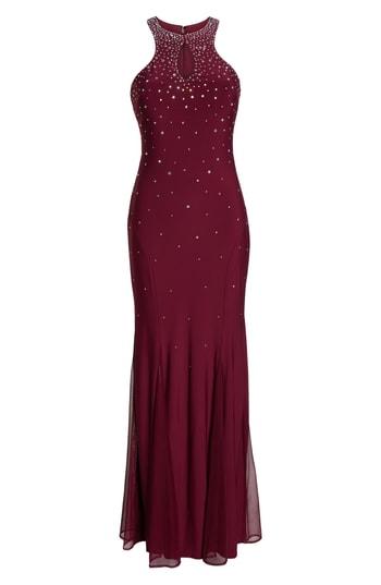 Women's Morgan & Co. Embellished Keyhole Trumpet Gown - Red