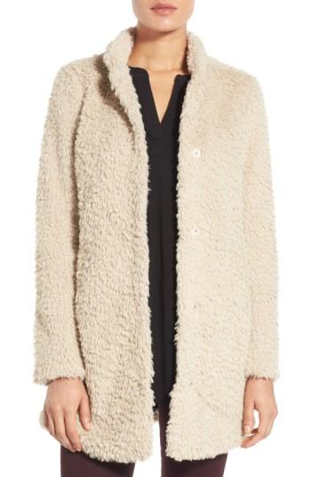 Petite Women's Kenneth Cole New York Faux Fur Jacket P - Ivory