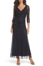 Petite Women's Pisarro Nights Embellished Mesh Drop Waist Dress P - Blue