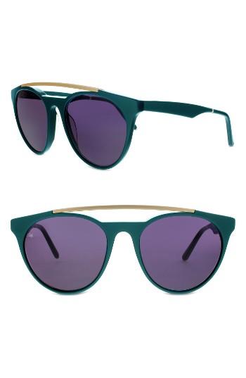 Women's Smoke X Mirrors Sugarman 52mm Round Sunglasses - Green/ Matte Gold