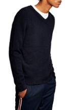 Men's Topman V-neck Sweater - Blue