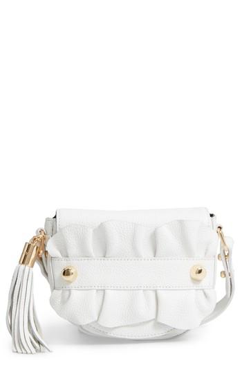 Milly Ruffle Leather Saddle Bag - White