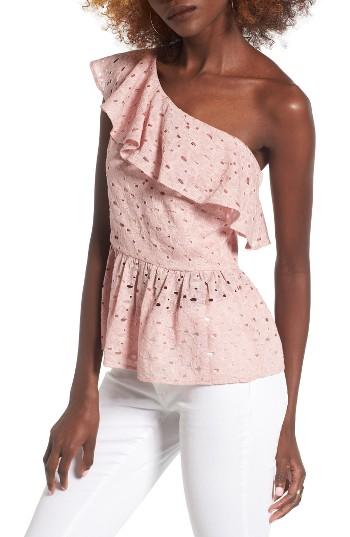 Women's J.o.a. Lace One-shoulder Peplum Top