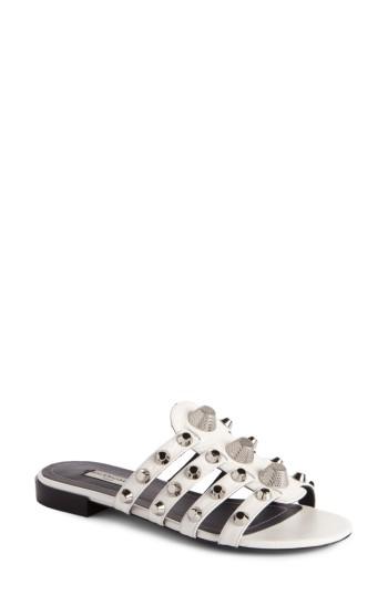 Women's Balenciaga Arena Studded Slide Sandal Us / 35eu - Metallic