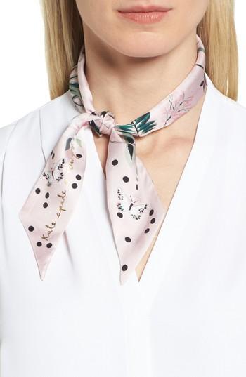Women's Kate Spade New York Flora Skinny Silk Scarf, Size - Pink