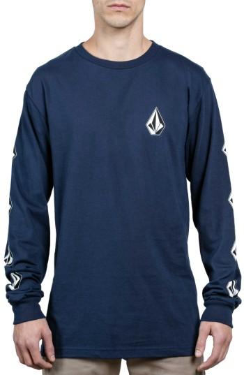 Men's Volcom Deadly Stones Long Sleeve T-shirt, Size - Blue