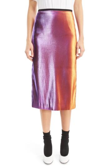 Women's Dries Van Noten Two-tone Lame Pencil Skirt Us / 34 Fr - Pink