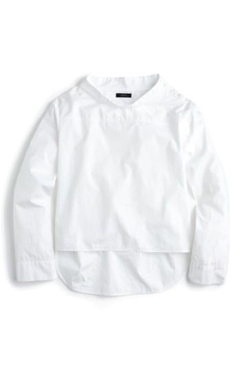 Petite Women's J.crew Funnel Neck Stripe Shirt P - White