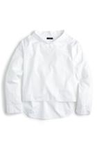 Petite Women's J.crew Funnel Neck Stripe Shirt P - White