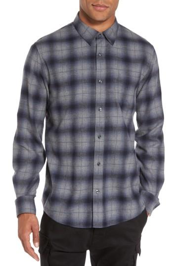 Men's Vince Ombre Plaid Flannel Sport Shirt - Blue