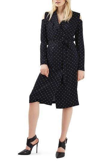 Women's Topshop Spot Double Breasted Cold Shoulder Dress