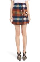 Women's Toga Plaid Shaggy Wool & Mohair Blend Miniskirt Us / 38 Fr - Orange