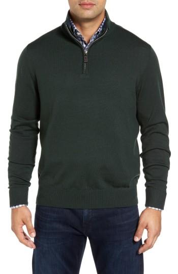 Men's Tailorbyrd S.cascade Quarter Zip Wool Sweater - Green