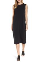 Women's Eileen Fisher Stretch Organic Cotton Midi Dress, Size - Black