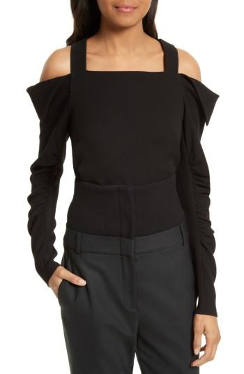 Women's Tibi Crepe Open Shoulder Top