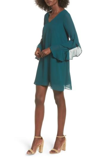 Women's Soprano Ruffle Sleeve Shift Dress - Green