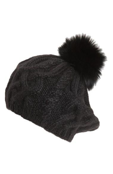 Women's Eugenia Kim 'genevieve' Genuine Arctic Fox Fur Trim Alpaca Beret -