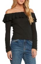 Women's Willow & Clay Ribbed Off The Shoulder Top, Size - Black