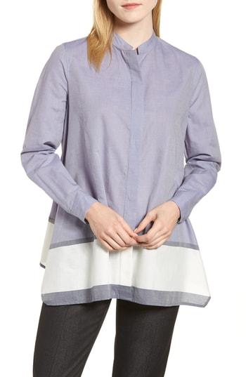 Women's Anne Klein New York Colorblock Asymmetrical Hem Shirt - Blue