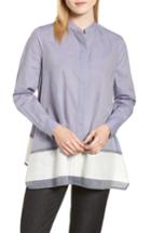 Women's Anne Klein New York Colorblock Asymmetrical Hem Shirt - Blue