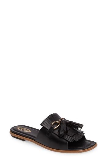 Women's Tod's Fringe Slide Sandal .5us / 35.5eu - Black