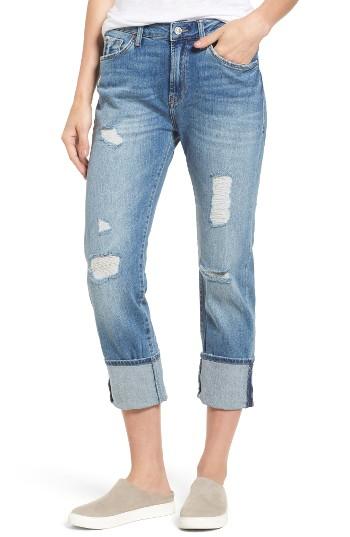 Women's Mavi Jeans Brenda Distressed Roll Cuff Boyfriend Jeans X 29 - Blue