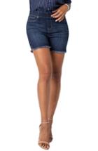 Women's Liverpool Frayed Hem Pull-on Denim Shorts - Blue