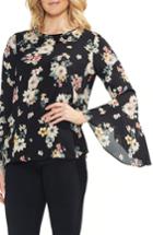 Women's Vince Camuto Floral Story Bell Sleeve Blouse - Black