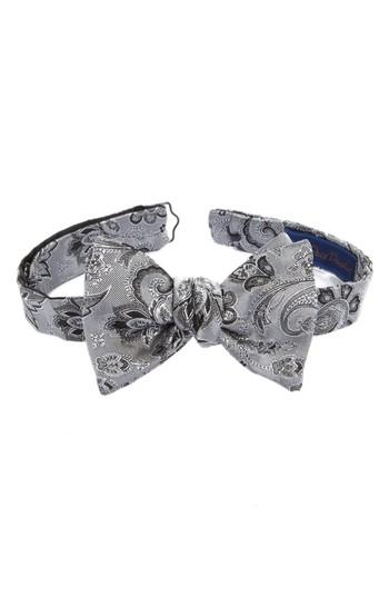 Men's David Donahue Paisley Silk Bow Tie, Size - Black