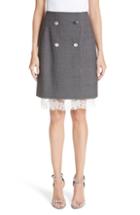 Women's Calvin Klein 205w39nyc Lace Trim Wool Skirt Us / 40 It - Grey