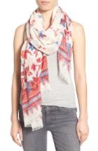 Women's Tory Burch Floral Batik Print Wool Gauze Scarf, Size - Ivory