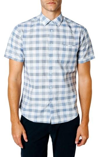Men's Good Man Brand Trim Fit Check Sport Shirt, Size - Blue