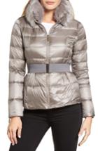 Women's Ted Baker London Puffer Jacket With Faux Fur Collar - Grey