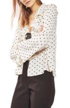 Women's Topshop Polka Dot Bed Blouse Us (fits Like 0) - Ivory