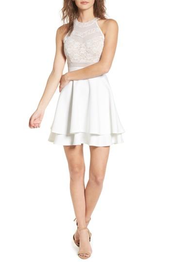 Women's Love, Nickie Lew Lace & Mesh Skater Dress - Ivory
