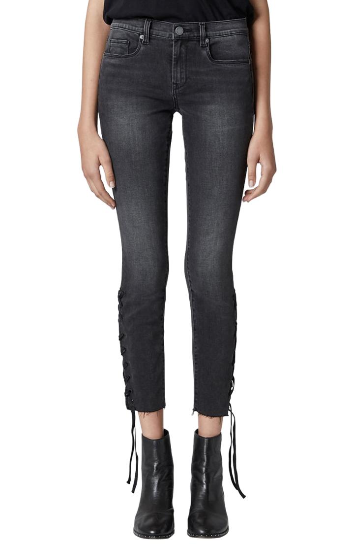 Women's Blanknyc The Reade Lace Up Hem Crop Skinny Jeans - Black