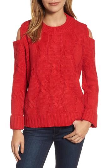 Women's Rdi Cold Shoulder Cable Sweater
