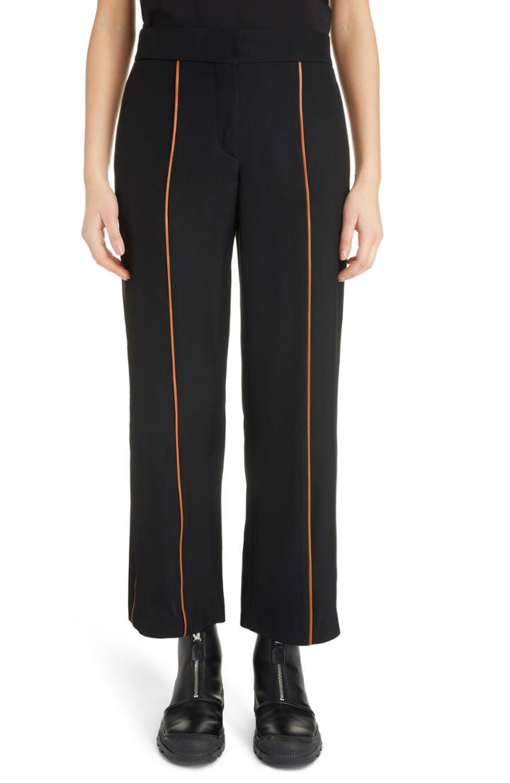 Women's Loewe Leather Piping Pants -6 Us / 38 Fr - Black