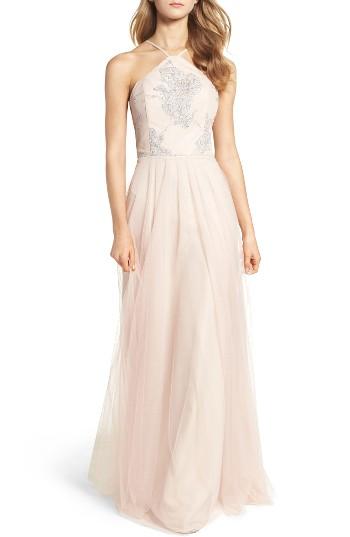 Women's Hayley Paige Occasions Metallic Embellished Gown - Brown