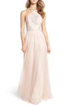 Women's Hayley Paige Occasions Metallic Embellished Gown - Brown