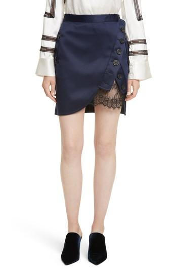 Women's Self-portrait Satin Utility Miniskirt - Blue