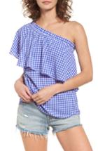 Women's Bp. Ruffle One-shoulder Top, Size - Blue