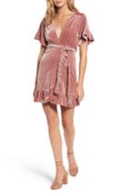 Women's Misa Los Angeles Desma Velvet Wrap Dress - Pink
